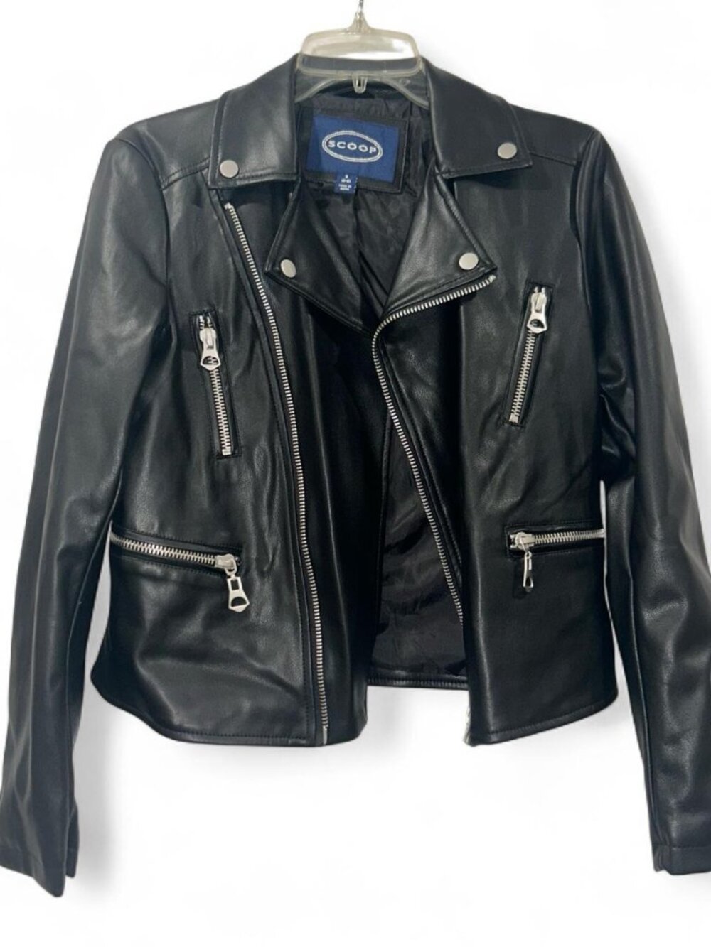 Scoop Faux Leather Women's Black Jacket Small